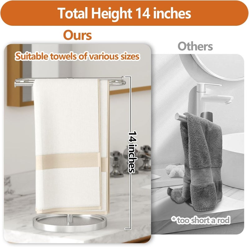 Bethom Hand Towel Holder, Stainless Steel Countertop Towel Stand for Bathroom, S-Shape Free Standing Towel Rack Bar Holds 2 Towels for Kitchen, Brushed Nickel - Image 3